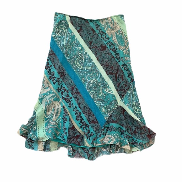 Vintage Dresses & Skirts - Vintage hippie paisley blue, green, and brown express skirt